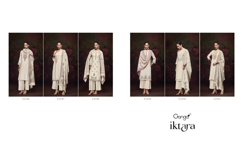 Iktara By Ganga Pure Pashmina Dress Material